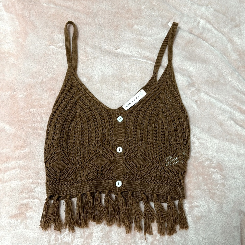 Crave Fame Brown Boho Tank